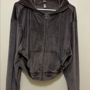 Women's Velvet Hoodie Sweater - Black